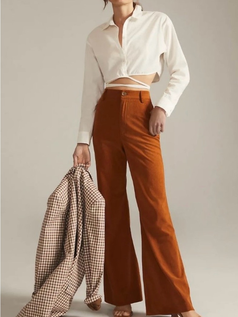 NWT Anthropologie Avec Les Filles High-Waisted Corduroy Terracota Flare Pants